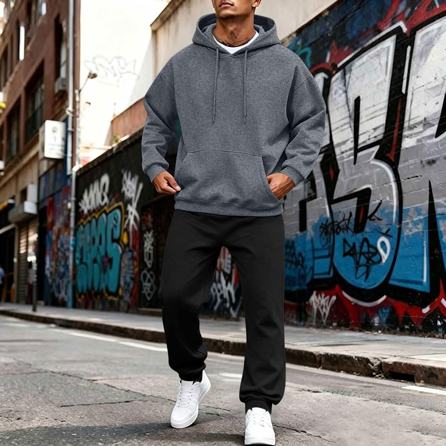 Men's Basic Pullover Hoodie Jogger Set 2 Piece Casual Tracksuit