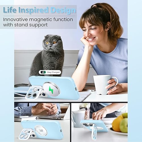 Miniatura 6 de OOK Funda magnética diseñada para iPhone 14 Pro Max, linda funda compatible con Magsafe, con funda para lente de cámara, soporte, antiarañazos, a