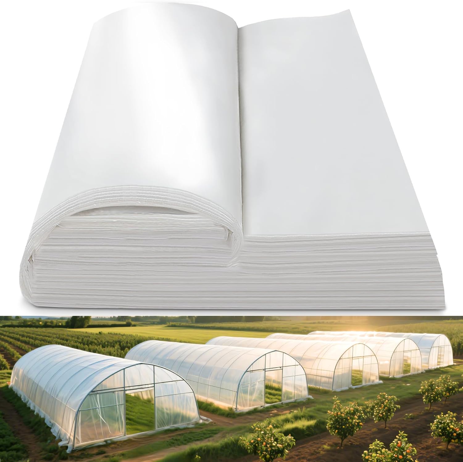 24x100 Ft Greenhouse Film Plastic Sheeting, Greenhouse Polyethylene Plastic Film 6 mil Thickness Replacement Cover, UV Resistant, Plant Covers Freeze Protection for Windproof Frost& Dust Proof