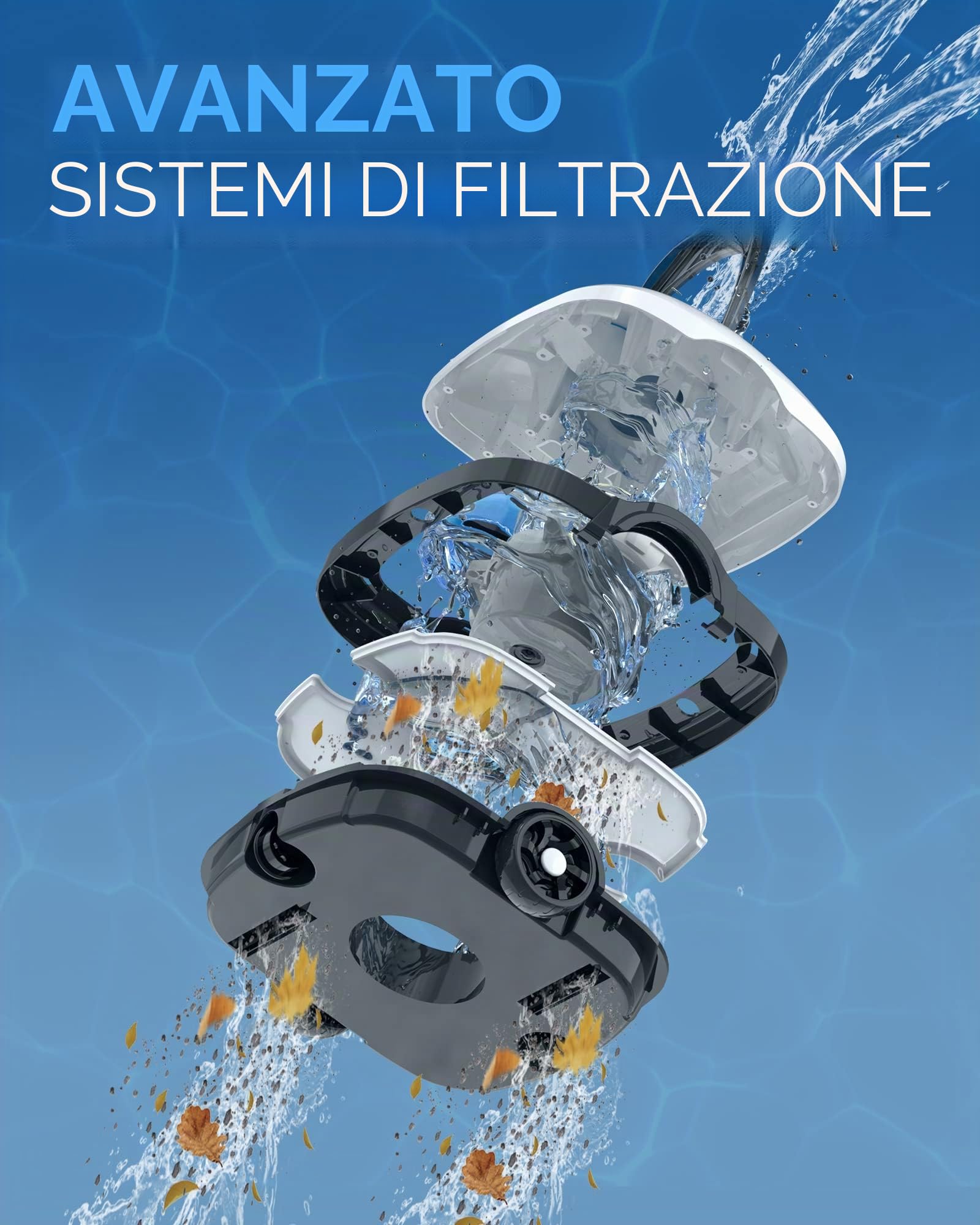 WYBOT Robot Piscina Cordless, Aspirapolvere per Piscina Dura 100 Minuti, per Piscine Fuori Terra e Piscine interrate a Fondo Piatto, Doppio Motore, Fino a 80 m², Bianco