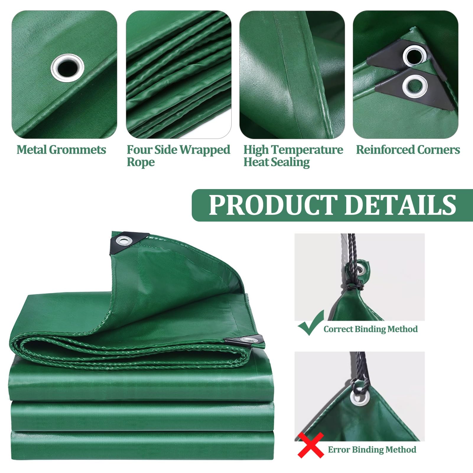 Bâche imperméable – Bâche de sol robuste en PVC de 0,4 mm d'épaisseur, auvent imperméable pour usage industriel et commercial