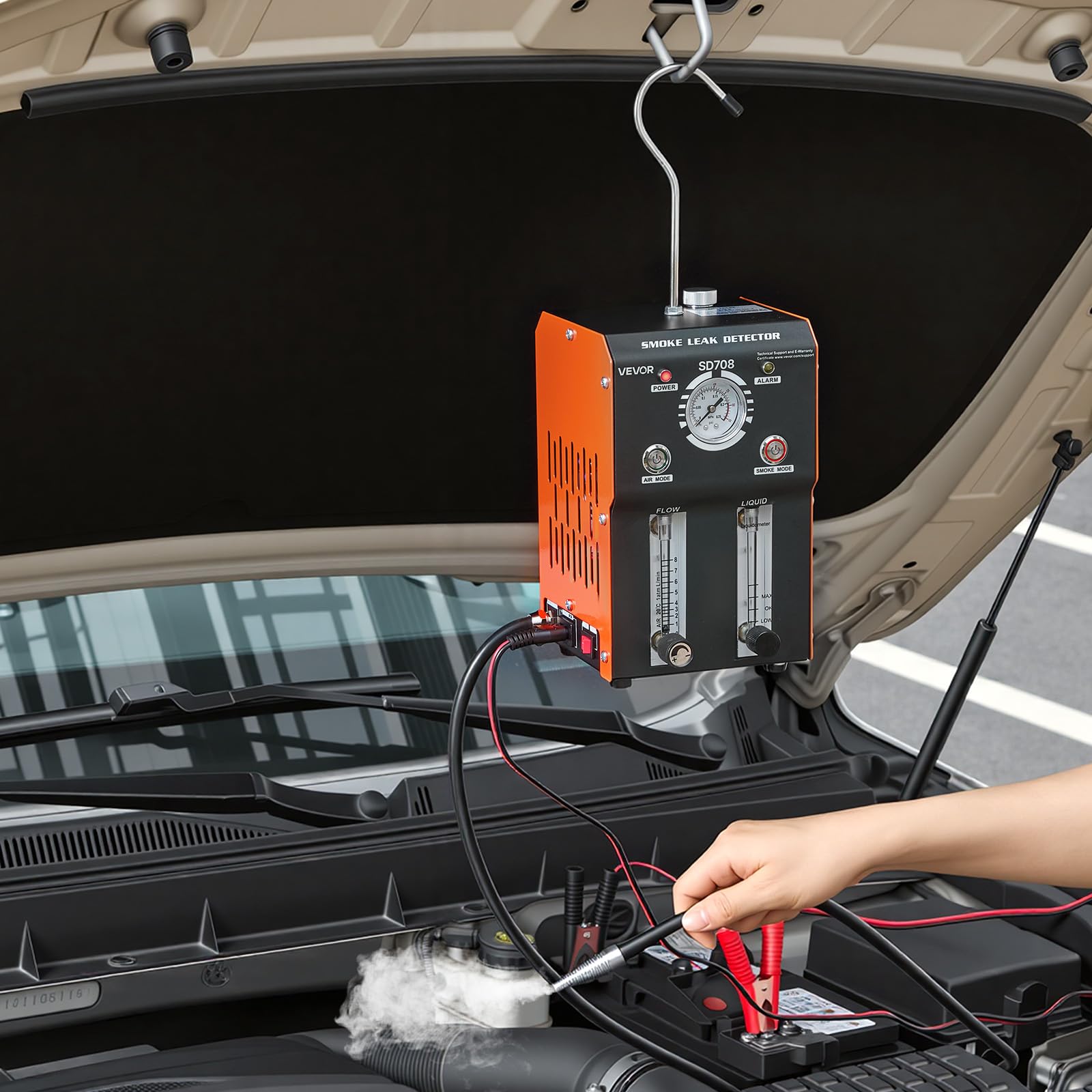VEVOR Máquina de Fugas de Humo 12V CC, Detector de Fugas de Humo Automotriz Probador de Vacío EVAP, con Bomba de Aire, Presión de Salida 19-23 PSI, Diagnóstico de Tuberías de Combustible para Coches