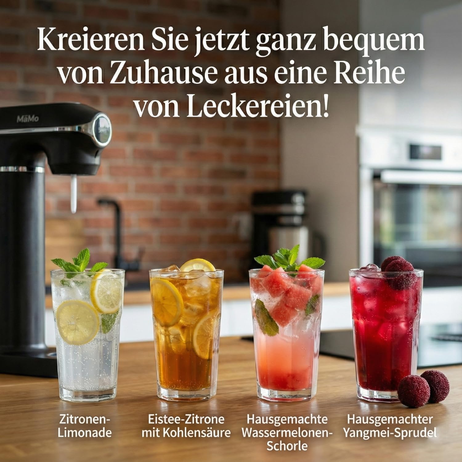 Wassersprudler Set - Kunststoff, Manometer, 2 Flaschen, Schwarz | Schwarz mit Manometer. Inkl. 1L & 0.5L PET-Flaschen (ohne CO2). Automatische Druckregulierung für frisches Sprudelwasser.