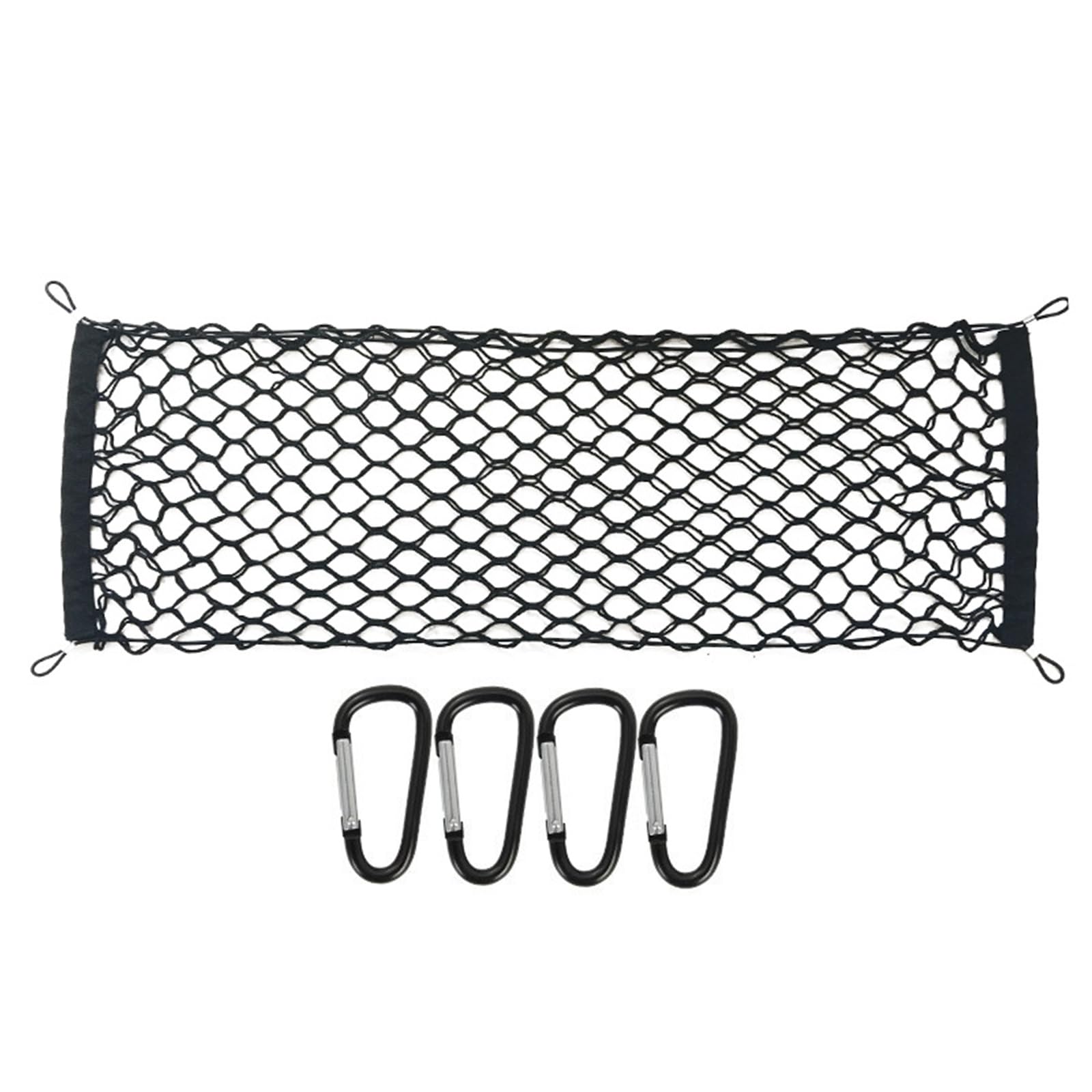 Fhkpsqkcn Filet De Rangement élastique Pour Coffre De Voiture - 130 X 45,7 Cm - Pochettes De Rangement Universelles En Maille Avec 4 Crochets De Fixation