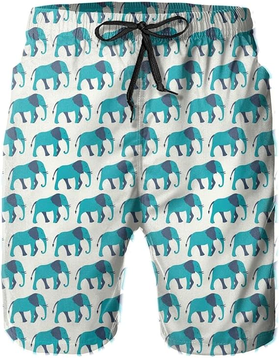 Elephant Mens Swim Trunks Quick Dry Swim Shorts with Mesh Lining Funny