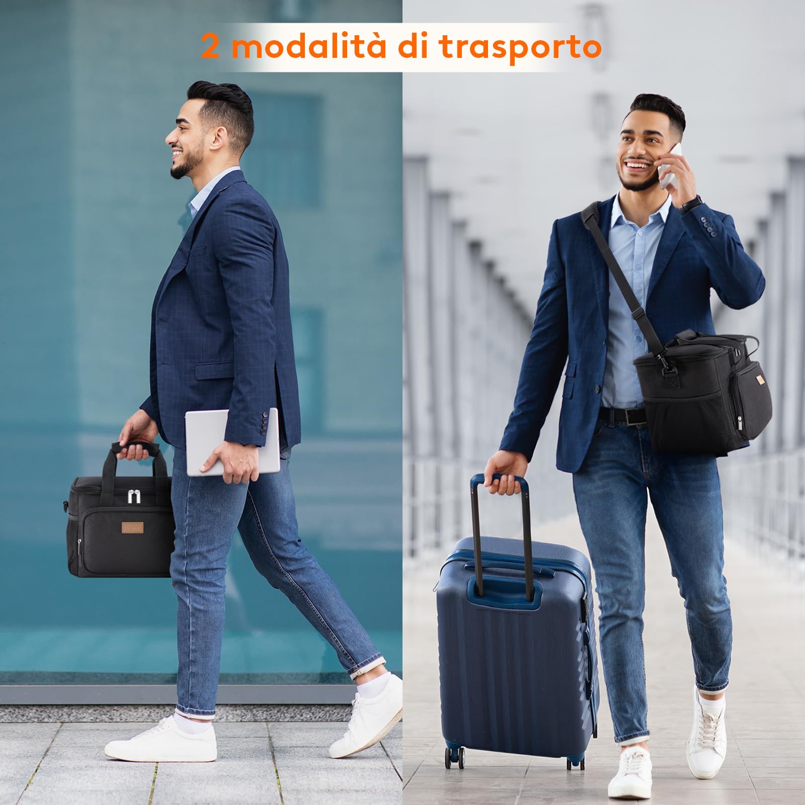 Lifewit Borsa Termica Porta Pranzo 15L(24 Lattine), Grande Borse Frigo Pranzo Ufficio per Uomo e Donna, Lunch Bag per Lavoro, Mare, Viaggio, Spiaggia, Nero