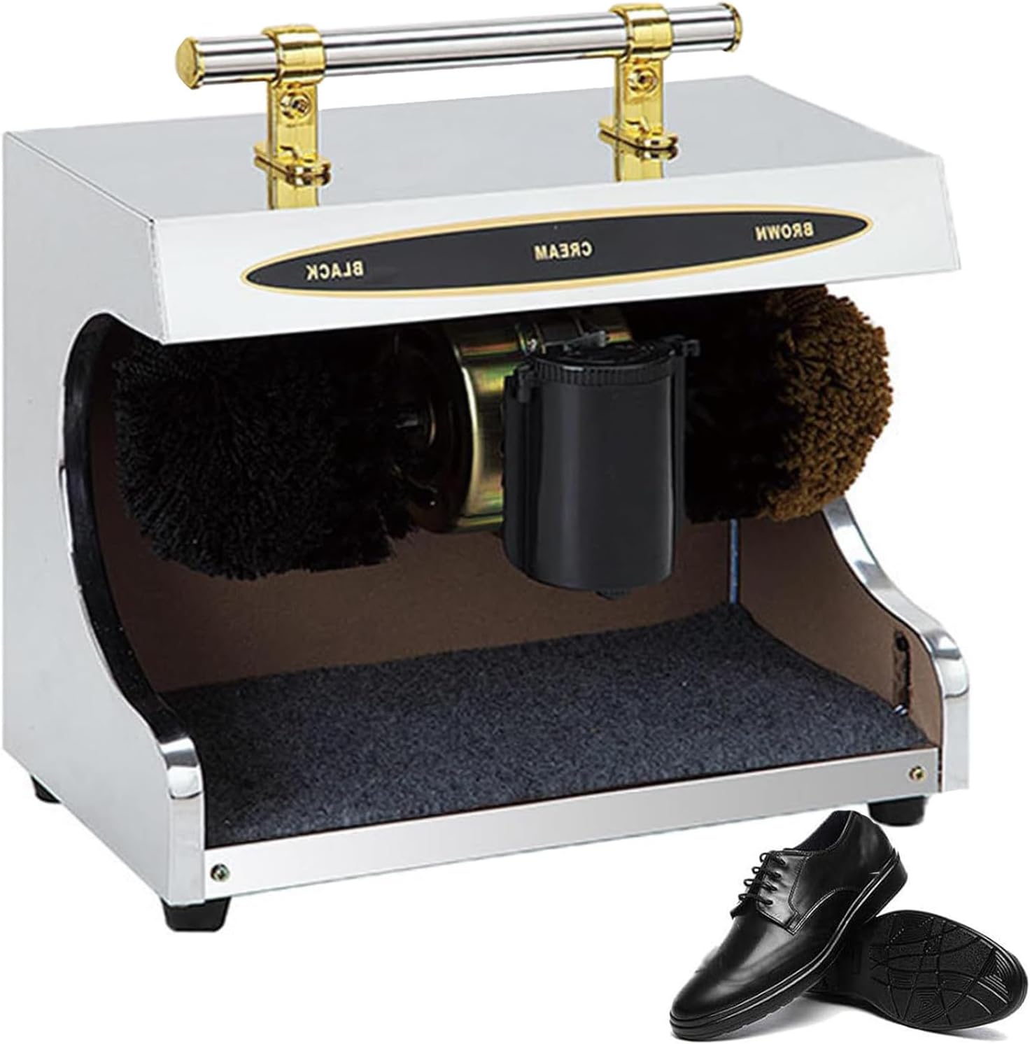Shoe Polishing Machine,Electric Shoe Polisher,Double Combinmachine,Fully Automatic Induction Hotel Hotel Lobby Company Shoe Shiner,for Easy Cleaning and Low Noise Convenien,C