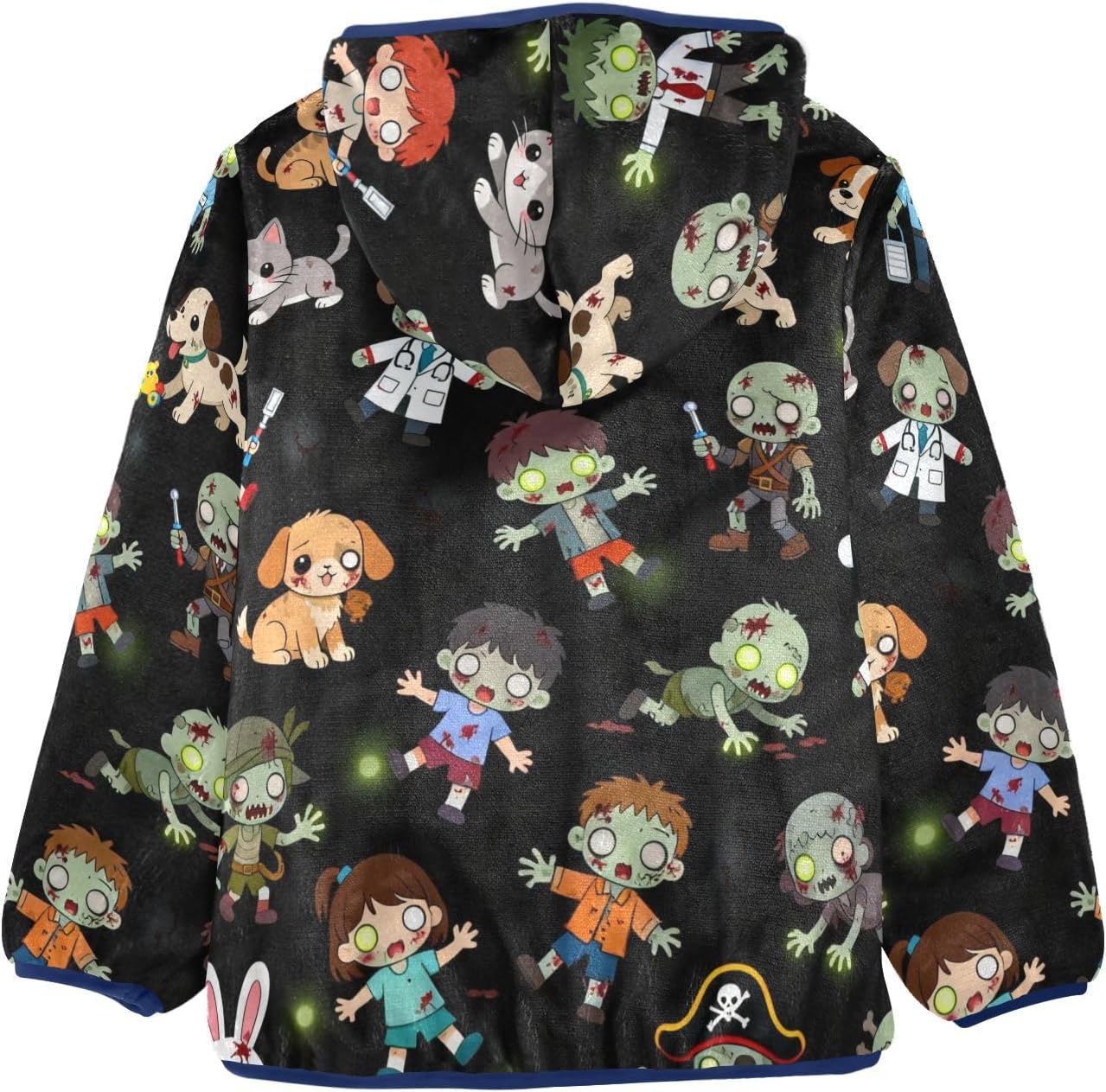 GuoChe Halloween Cartoon Characters Fabric Fleece Zip Up Jacket Outerwear Jackets