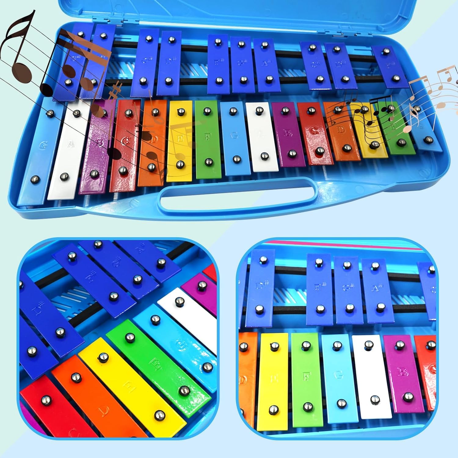 EliLunar Glockenspiel Xylophone, 25 Notes Colorful Metal Keys with Mallets - Image 3