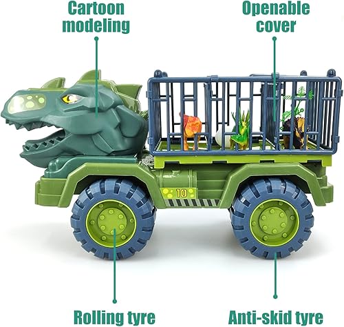 Miniatura 3 de GBPLAIN Camión de dinosaurios de juguete para niños de 3 a 5 años, camiones monstruos, juguetes para niños, camión transportador de dinosaurios con