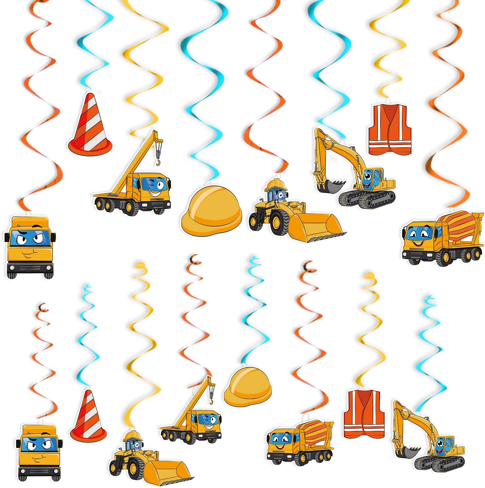 Construction Themed Party Hanging Swirls for Children