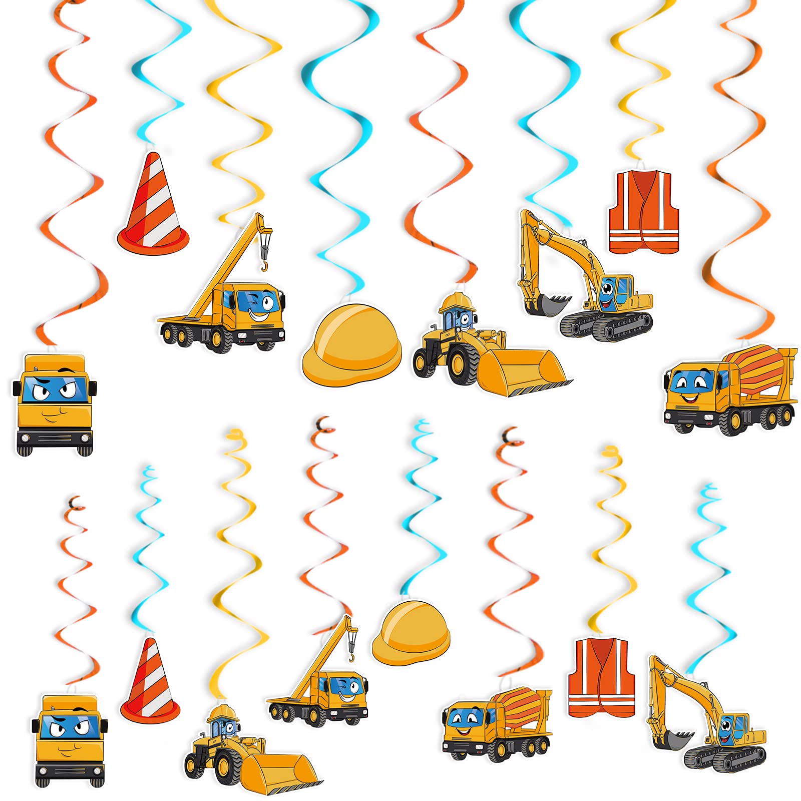 Construction Themed Party Hanging Swirls for Children