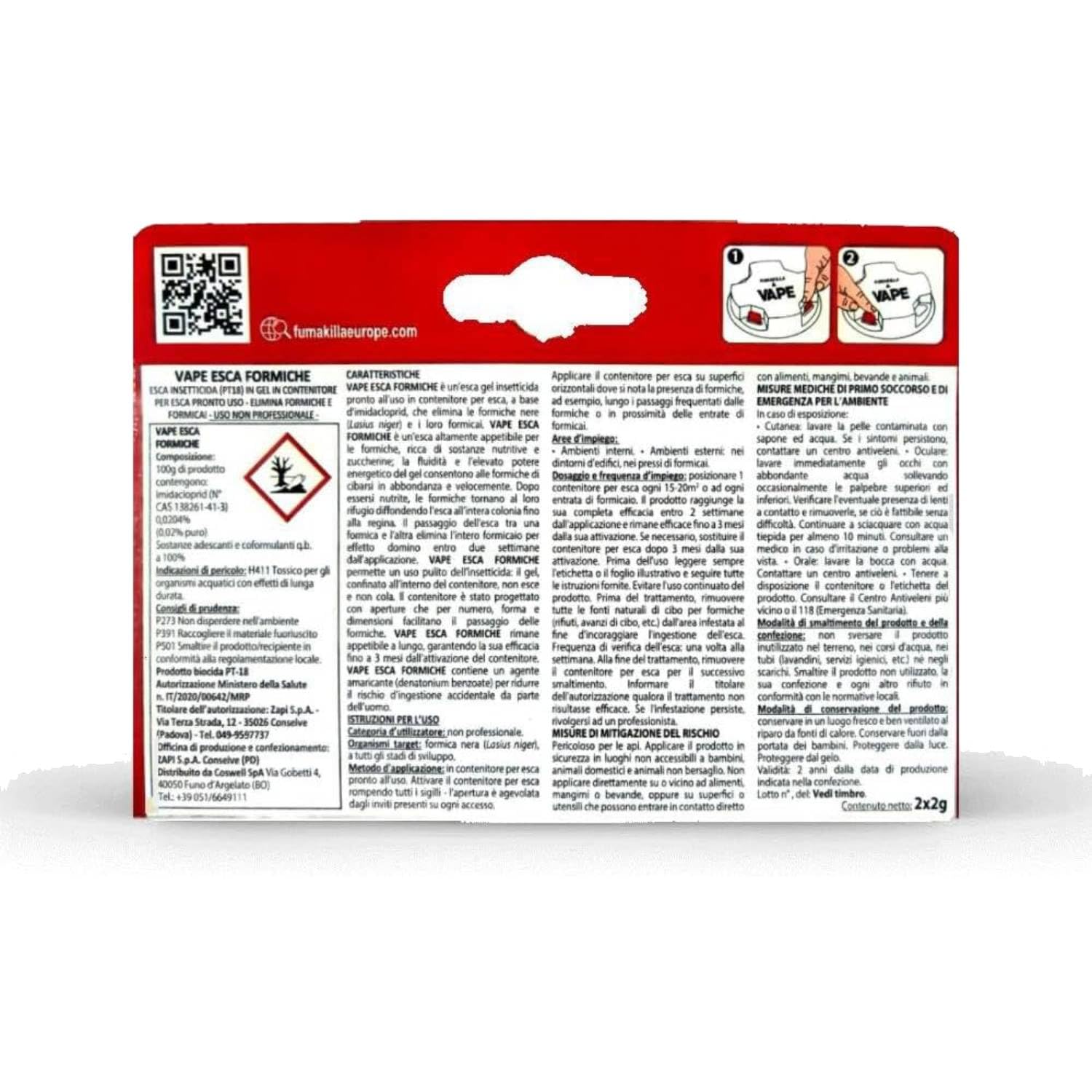 Vape Antiformiche Esca Formiche, Insetticida Nuova Versione 2024 Elevata Efficacia - Confezione da 2 pezzi (12 Confezioni da 2 Esche)