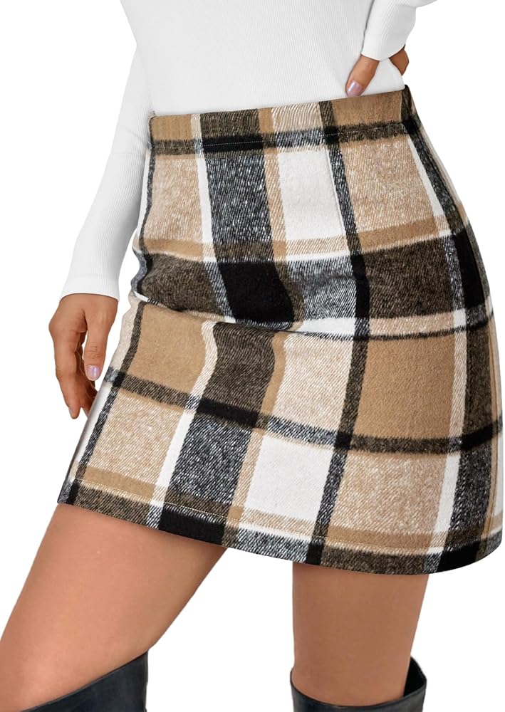 Amazon.com: LILLUSORY Womens Plaid Skirt Fall High Waist Flannel