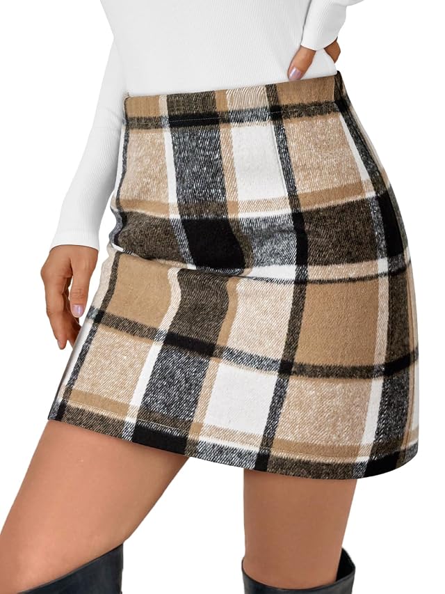 LILLUSORY Womens Plaid Skirt Fall High Waist Flannel Mini Checkered Skirts Winter Corduroy Sweater Dress 2026