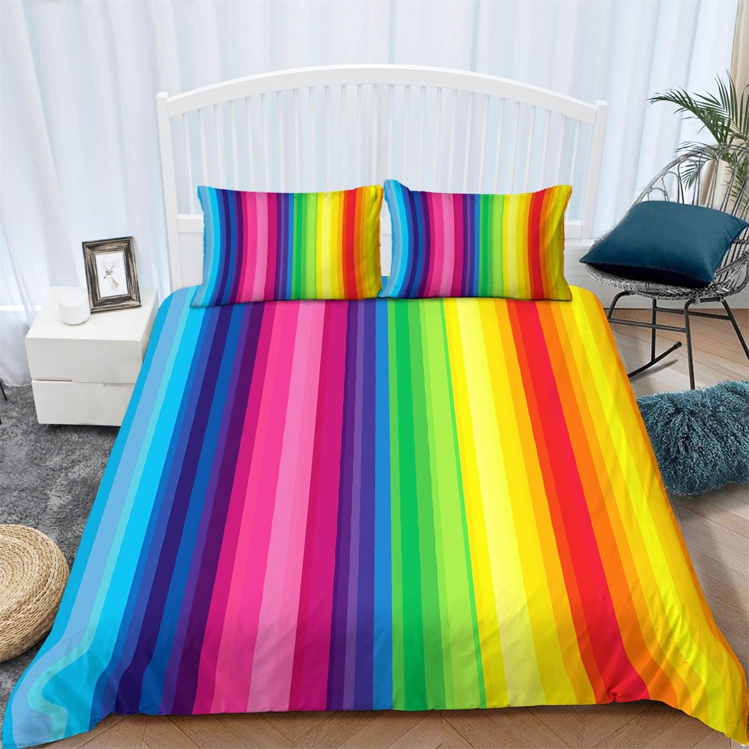 Poszewka na kołdrę tęczowe pionowe linie pościel 230 x 220 cm pokrowiec wystrój pokoju zestaw pościeli dla dzieci młodzieży dorosłych nowoczesny kolor
