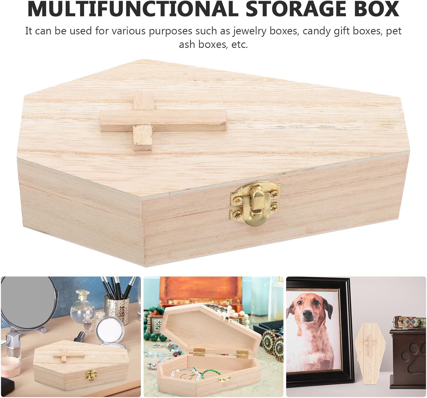 Coffin Shaped Jewelry Box Wooden Portable Reusable for Halloween Season image 3