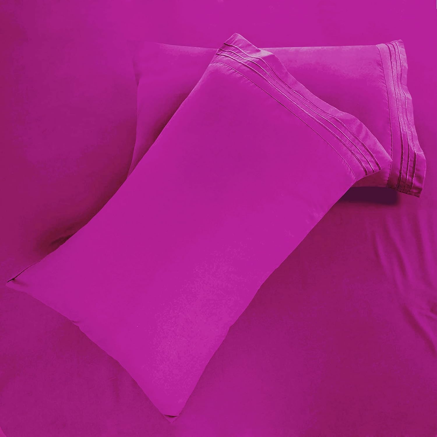 Vacco Queen Sheet Set - Luxury Hotel 1800 Series 4-Piece Bedding Sheets & Pillowcases - Ultra Soft Breathable & Cooling Bed Sheets - Deep Pocket - Wrinkle Resistant - 4 Piece Set - Queen, Hot Pink