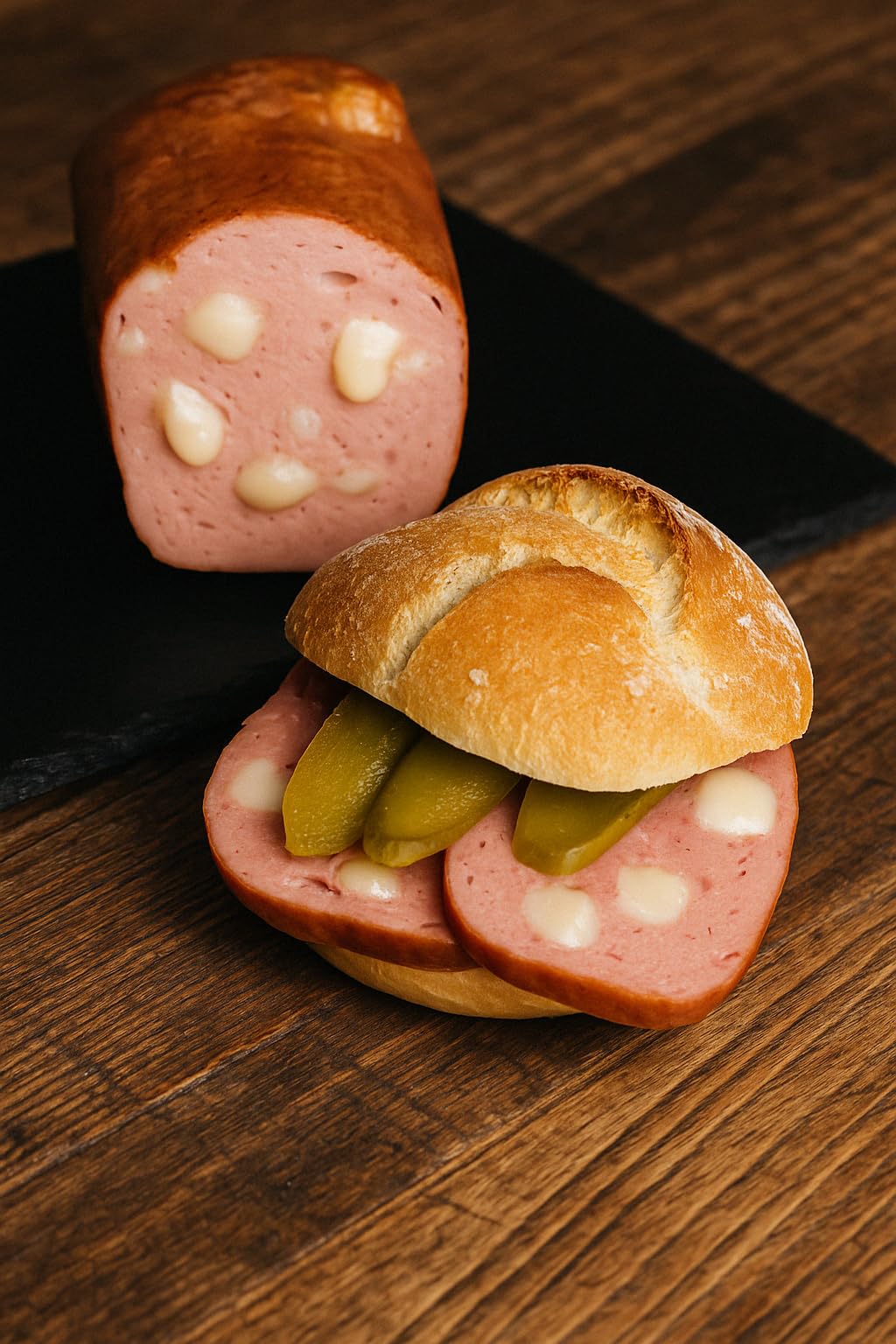 Käseleberkäse – ca. 500 g | Rauchofen-Fleischkäse mit Käse | Zum Backen oder kalt genießen | Kumitzberg