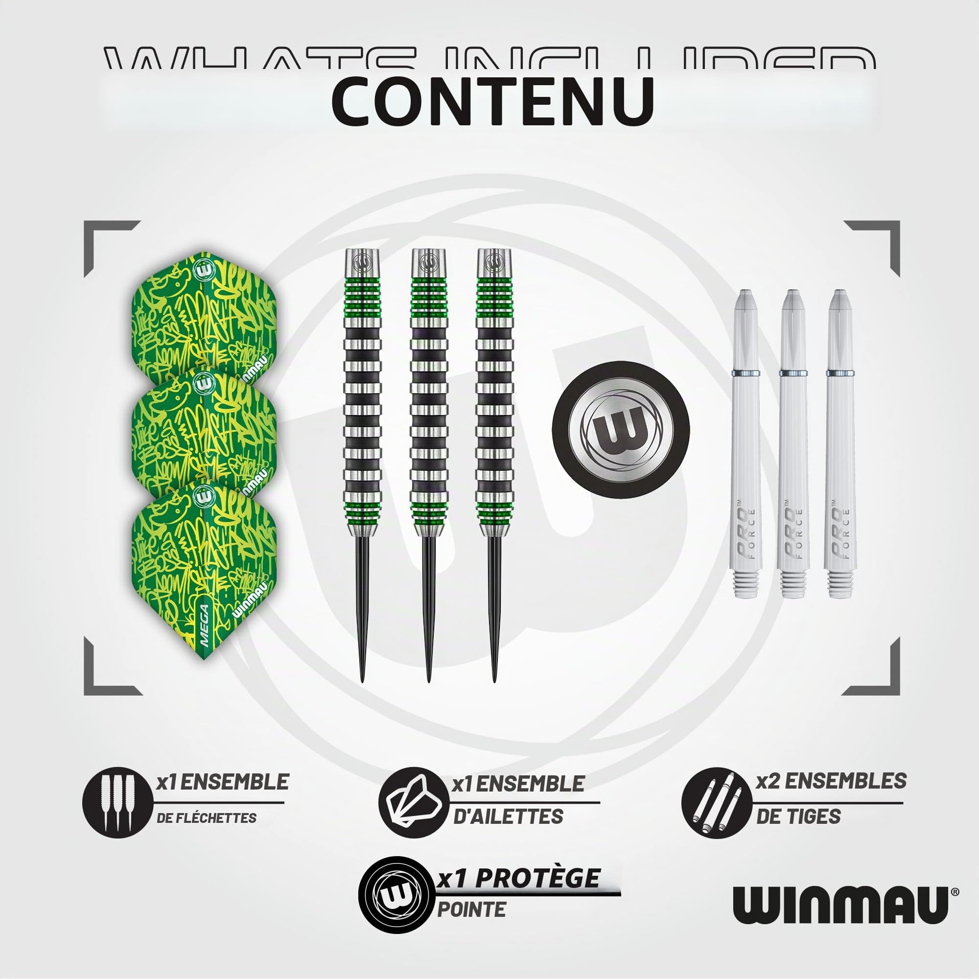 WINMAU Advance 500 Series Professional Tungsten Steeltip Darts Set with Flights and Shafts (Stems)