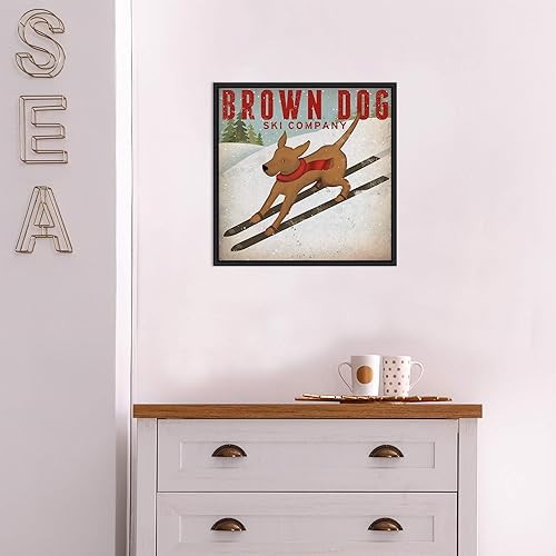 Miniatura 6 de Amanti Art Lienzo enmarcado para pared, diseño de perro marrón de Ryan Fowler (16 pulgadas de ancho x 16 pulgadas de alto), marco negro Sylvie,