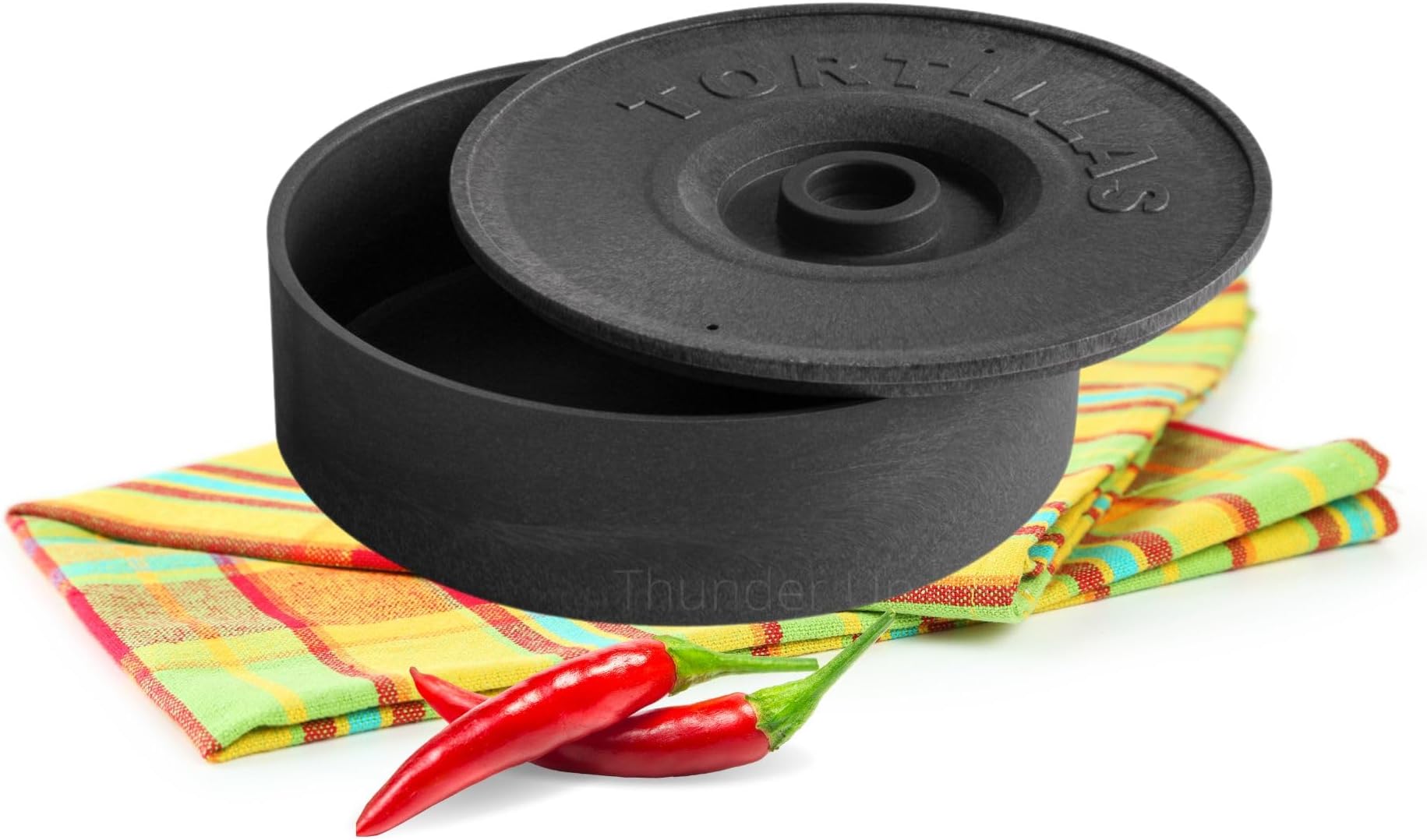 Tortilla-Wärmer von Kook | Tortilla-Halter | Taco-Bar | Keramik handbemalt mit Deckel | Authentisch | Mikrowellengeeigneter Aufbewahrungsbehälter | Spülmaschinenfest | 21,6 cm | Rainbow Feista