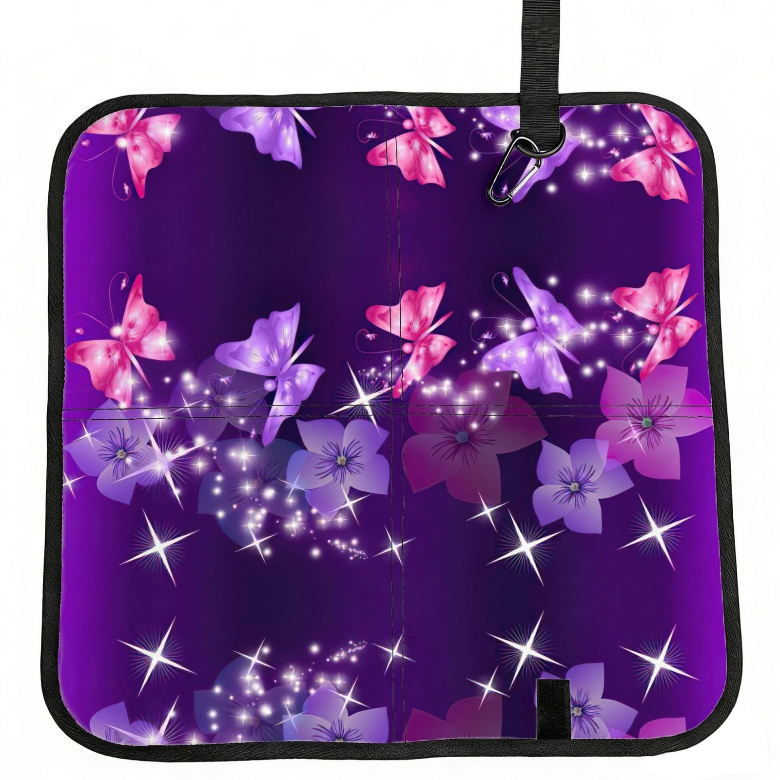 SDEGTHO Butterfly Printed Foldable Seat Pad with Closure, Lightweight Cushion for Airplane Travel Camping