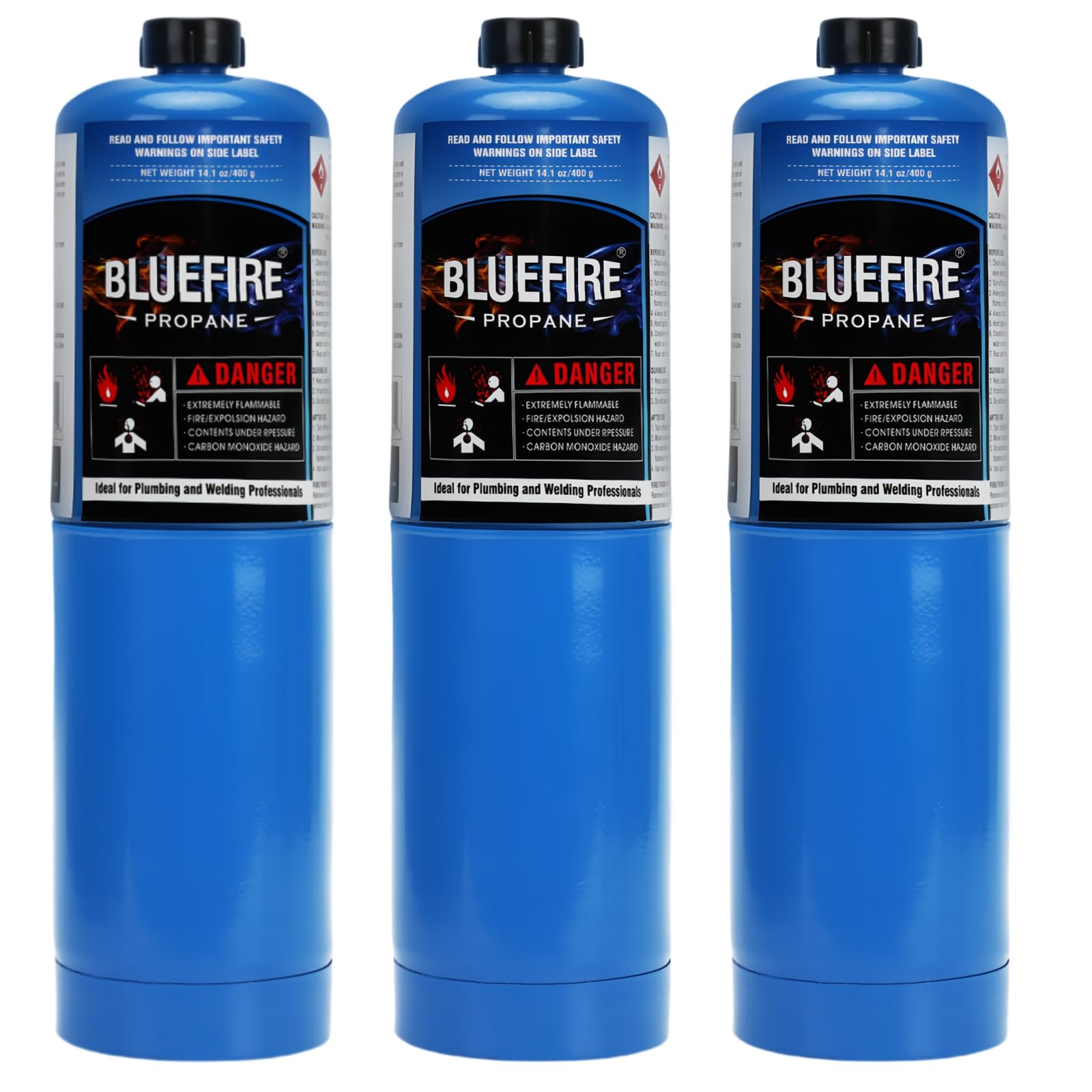 BLUEFIRE Standard Propane Gas Cylinder/Canister-Pack of 3?Propane Tank Small Propane Tanks 14.1 OZ Small Propane Tank,for Soldering, Brazing,Cooking Grilling Gardening and Camping