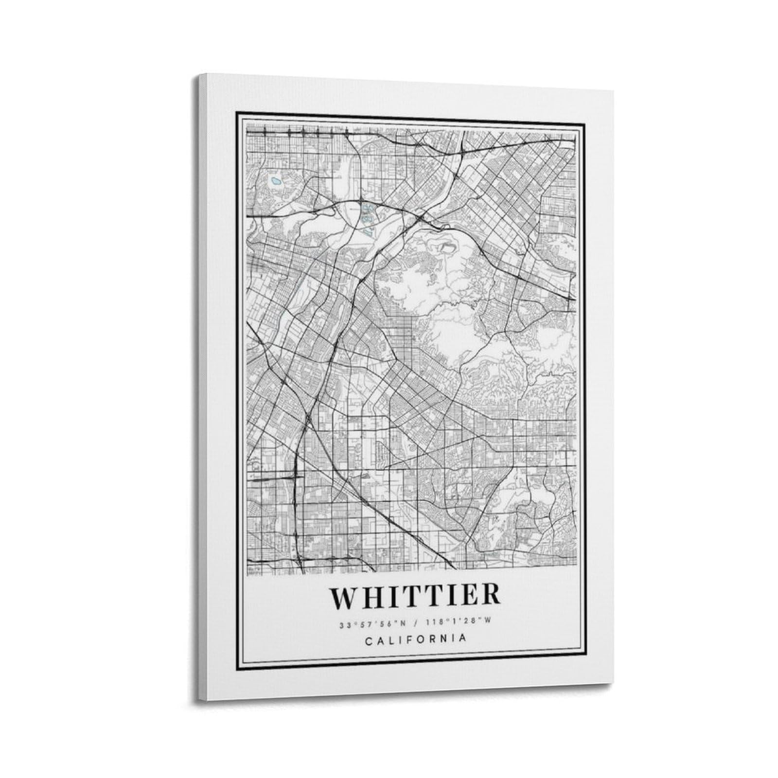 xiaoxiaoshen Whittier California Map Canvas Poster Wall Art Prints Room Aesthetic Murals Bedroom And Living Decorations 20x30inch(50x75cm)