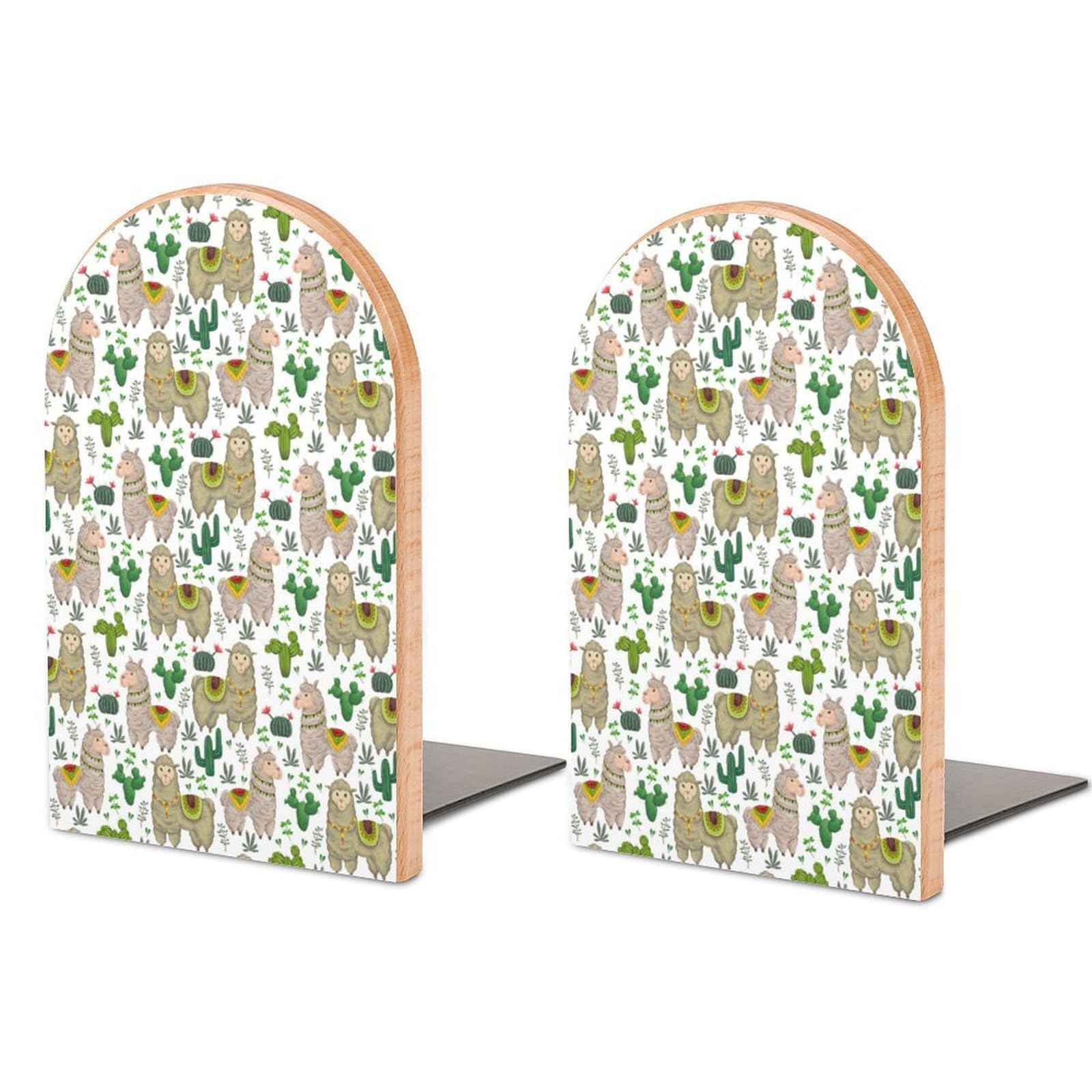Nclqvjxzkhw Style Boho Alpaca Cactus Pattern Book Ends For Shelves Bookends Bookshelf Holder Stand Books Stopper Home Office Decor
