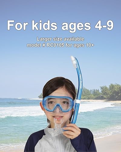 Miniatura 2 de Reef Tourer RC0203 - Juego combinado de máscara y esnórquel para jóvenes, parte superior semiseca, válvula de purga, lente de vidrio templado de