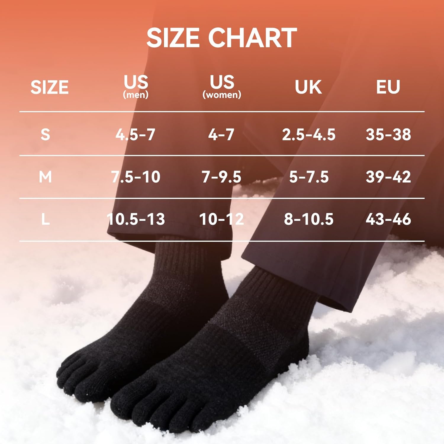 Merino Wool Toe Socks For Men And Women Hiking Crew Socks Moisture Wicking Five Toe Design,2 Pairs - Image 6