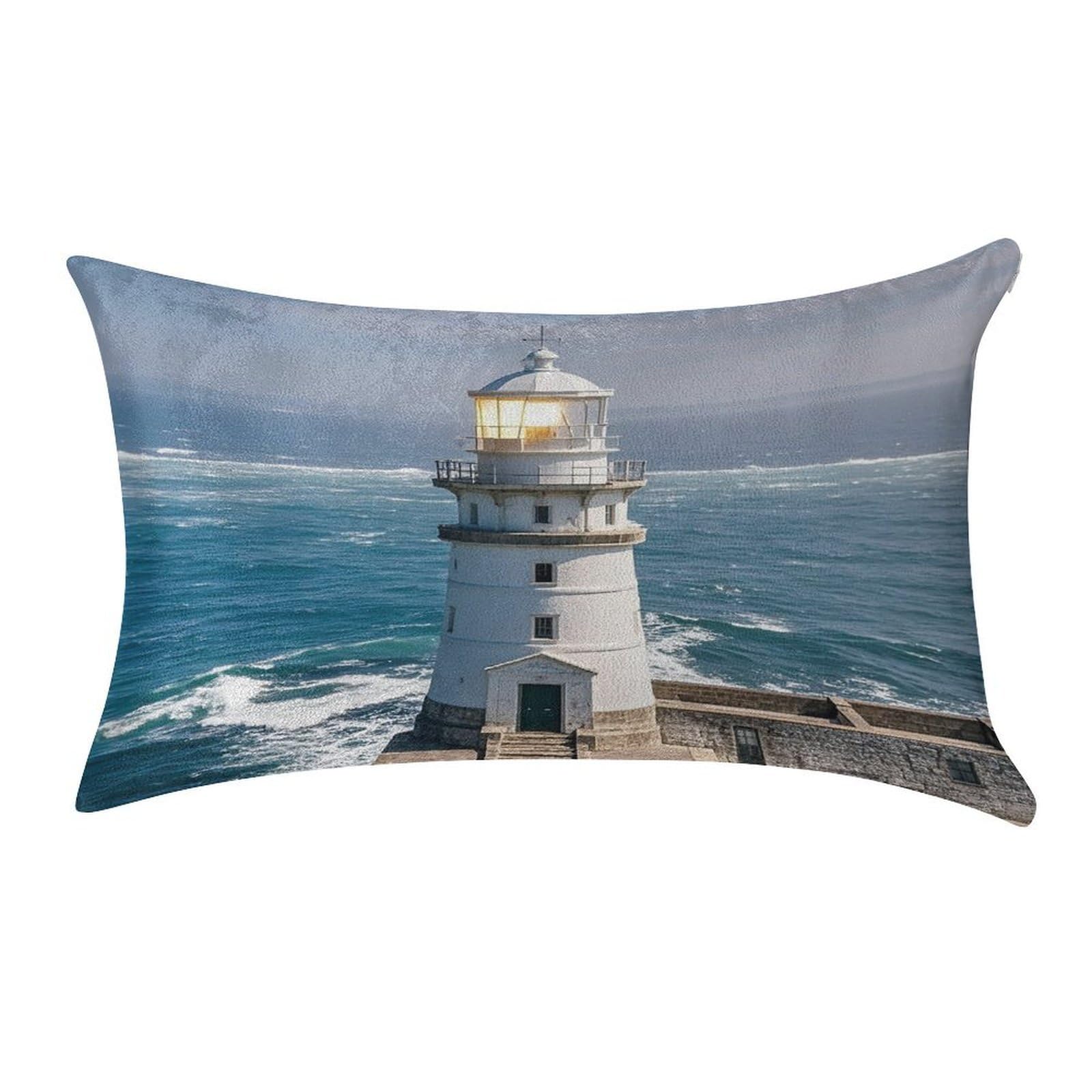 FekiLoot Lighthouse Sandbeach Pillow Covers Luxury Velvet Oblong Pillowcases Rectangular Throw Pillows Case Decorative Velvet Cushion Covers Ultra Soft Lumbar Pillow Shells 12 X 20 in