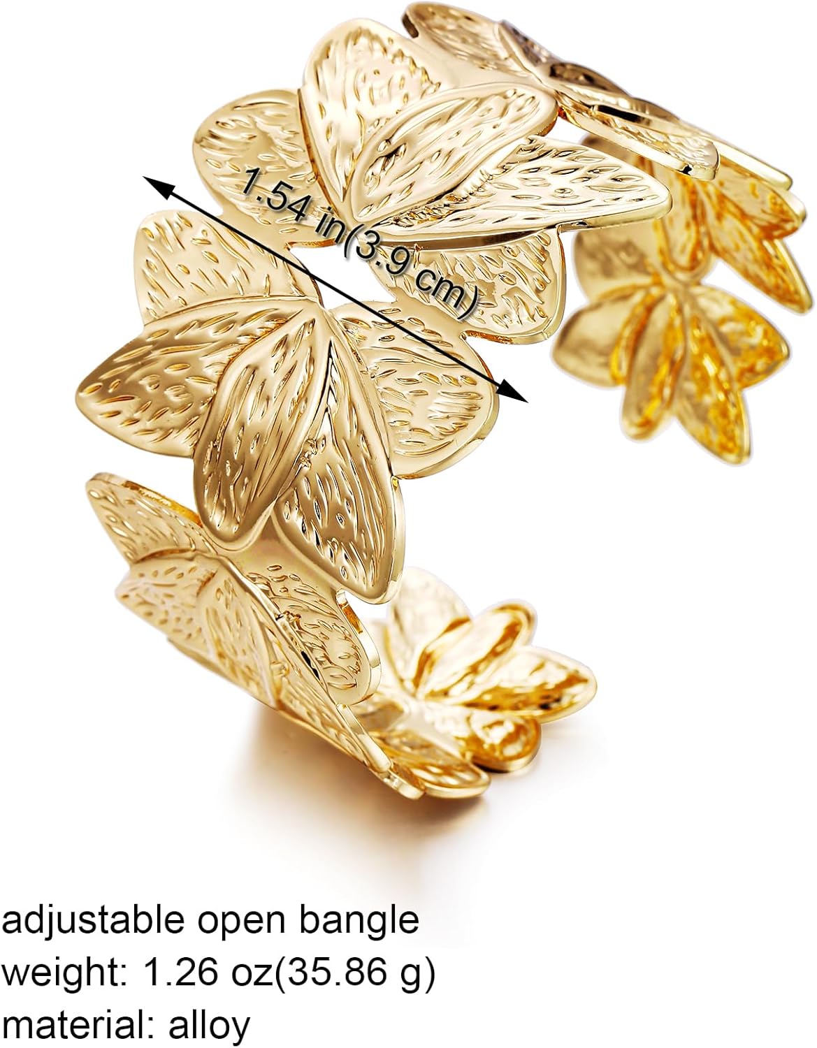 Gold Chunky Cuff Bangle Bracelets for Women Ginkgo Leaf Bracelet Boho Wide Bracelets Statement Bracelet Adjustable Jewelry - Image 7