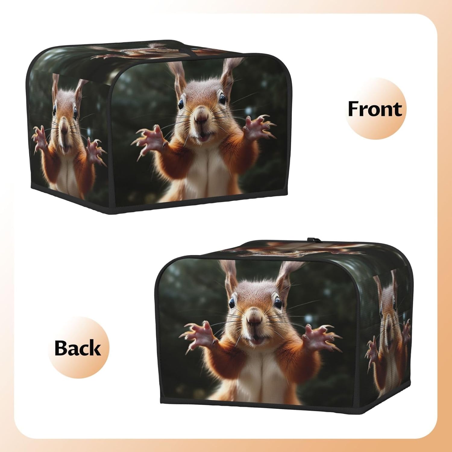 Squirrel Funny Animal 4 Slice Toaster Covers Quilted Bread Maker Cover Small Appliance Cover With Handle For Home Table Kitchen Decor image 2