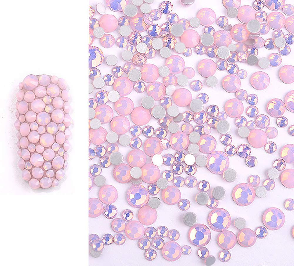 JHereSparkly Opal Rhinestones for Nails 3D Nail Art Rhinestones - DIY Nail Jewels Crafts - Crystal Diamond Rhinestones and Charms Nail Decoration Flatback Gems Stones, Opal Pink