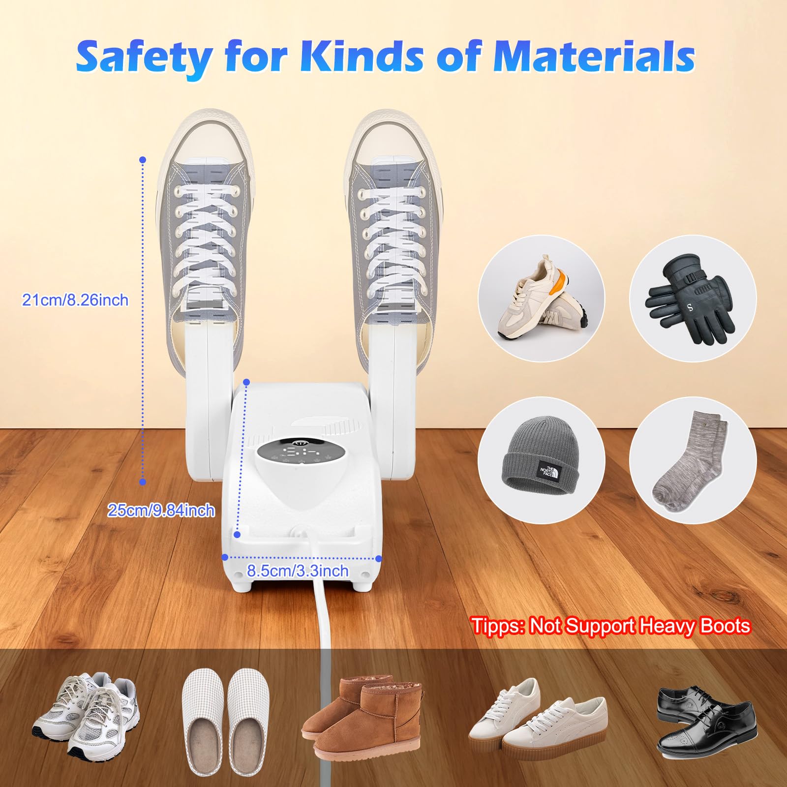 Secador de Zapatos Eléctrico, Secador y Refrescador de Zapatos, Secador de Botas de Esquí con 5 Temporizador, 180° Ajustable Tendederos, Shoe Dryer para Zapatos, Calcetines, Guantes