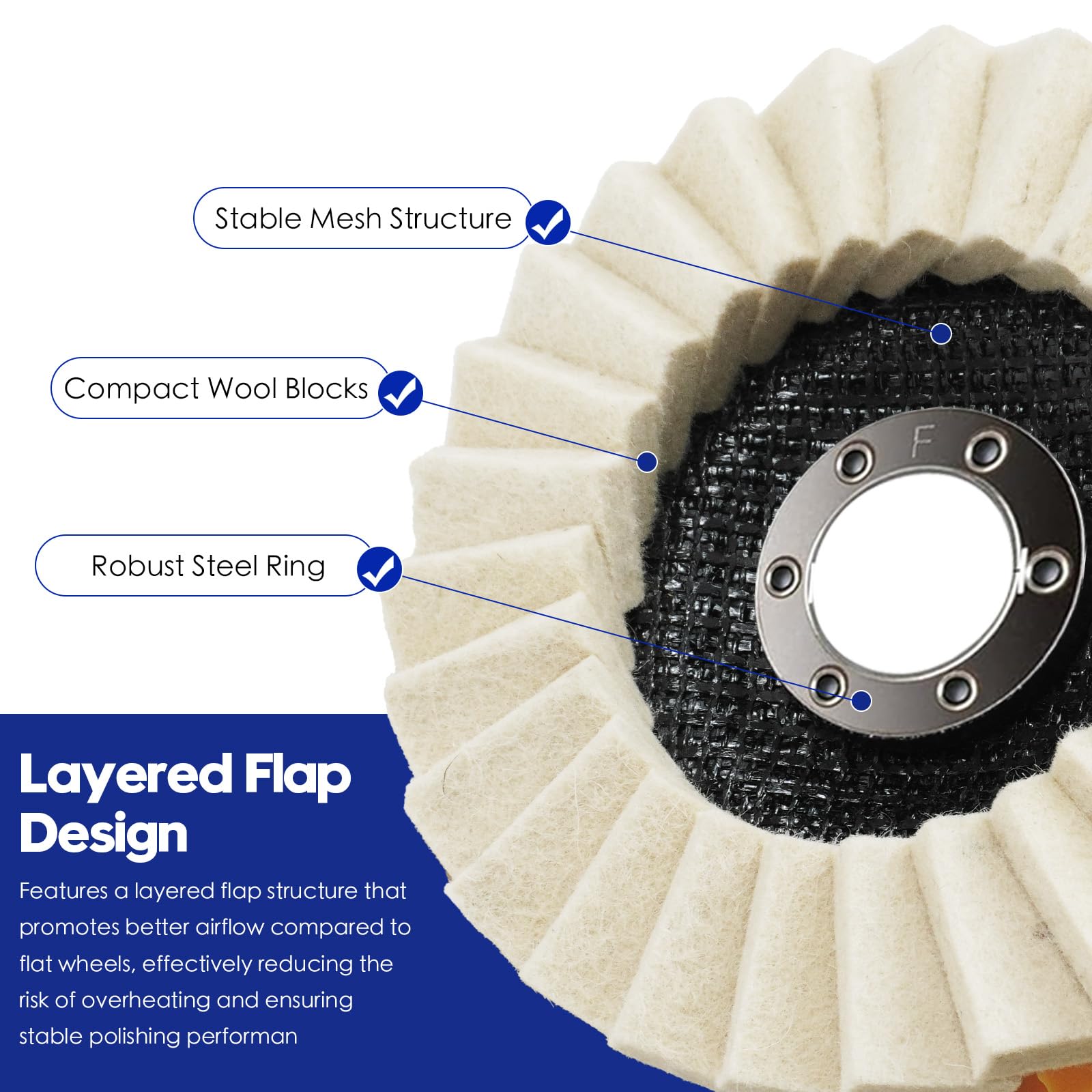 Wool Felt Flap Discs - Polishing for Angle Grinders -3