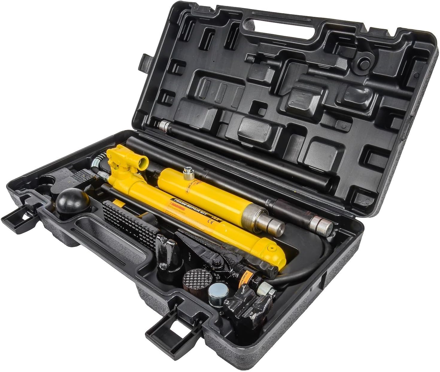 JEGS 10 Ton Porta Power Kit - Hydraulic Ram with Pump Overload System, 5 1/8 Inch Stroke, 12 11/16 Inch Minimum Height, 17 5/8 Ounce Oil Capacity - Porta Power 10 Ton