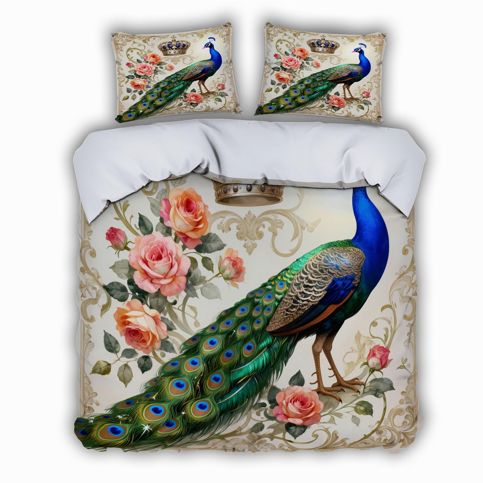 Parure de lit paon 3D rétro floral pour sublimer votre chambre