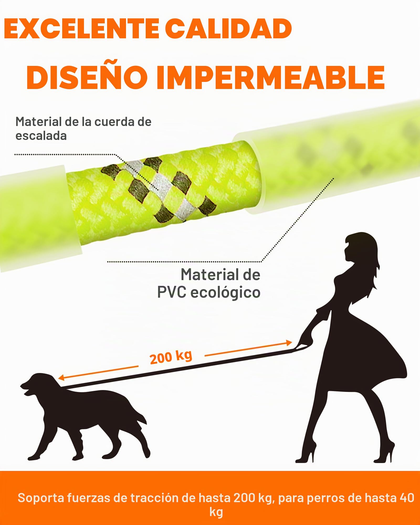 Toozey Correa de arrastre para perros - Impermeable y reflectante para seguridad - Ligera, fuerte y robusta, correa de entrenamiento con asa para la mano, 5 m/10 m/15 m/20 m para perros pequeños