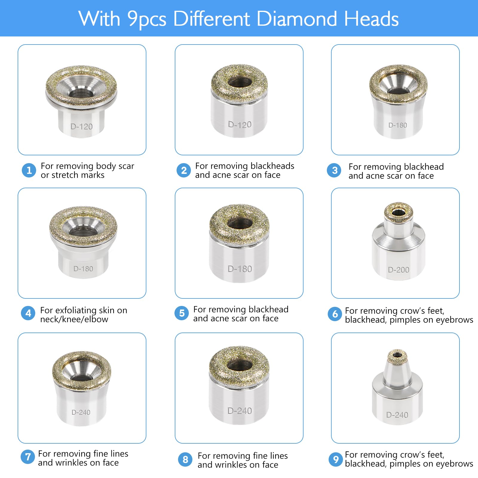 Topdirect Diamant Microdermabrasion Maschine und Saugwerkzeug, Professionelle mikrokristalline Peeling Ausrüstung, Mikrodermabrasionsgerät für Salon und Heimgebrauch, 65-68cmHg