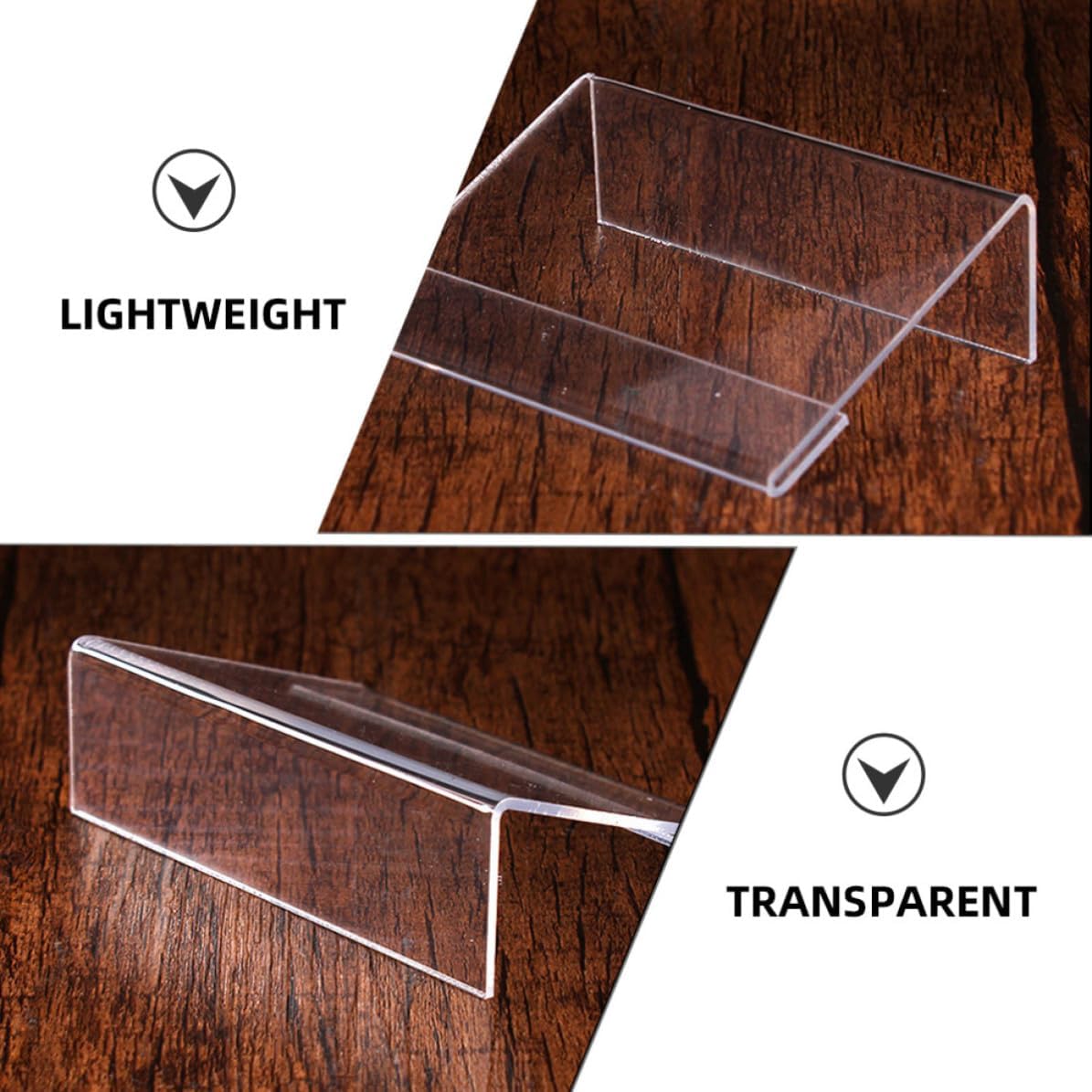 COHEALI 10pcs Small Acrylic L Shaped Price Tag Holders for Store Displays | Reusable Stand Design, Compact Storage, Wear Resistant Finish