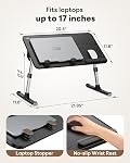 SAIJI Hauteur & Support pour ordinateur portable réglable à angle pour lit, Table de rangement pour ordinateur de bureau, Table portable pliable léger pour canapé-fauteuil Bureau pour adultes, enfants (noir)