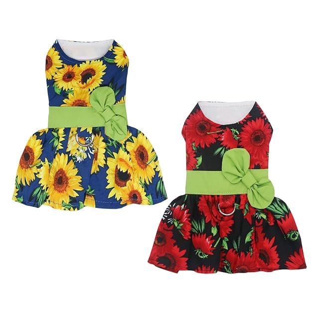 2 Piezas Vestidos de Perro Cachorro Bowknot Princesa de Lujo Ropa Floral Boda Vestido de Noche Falda…