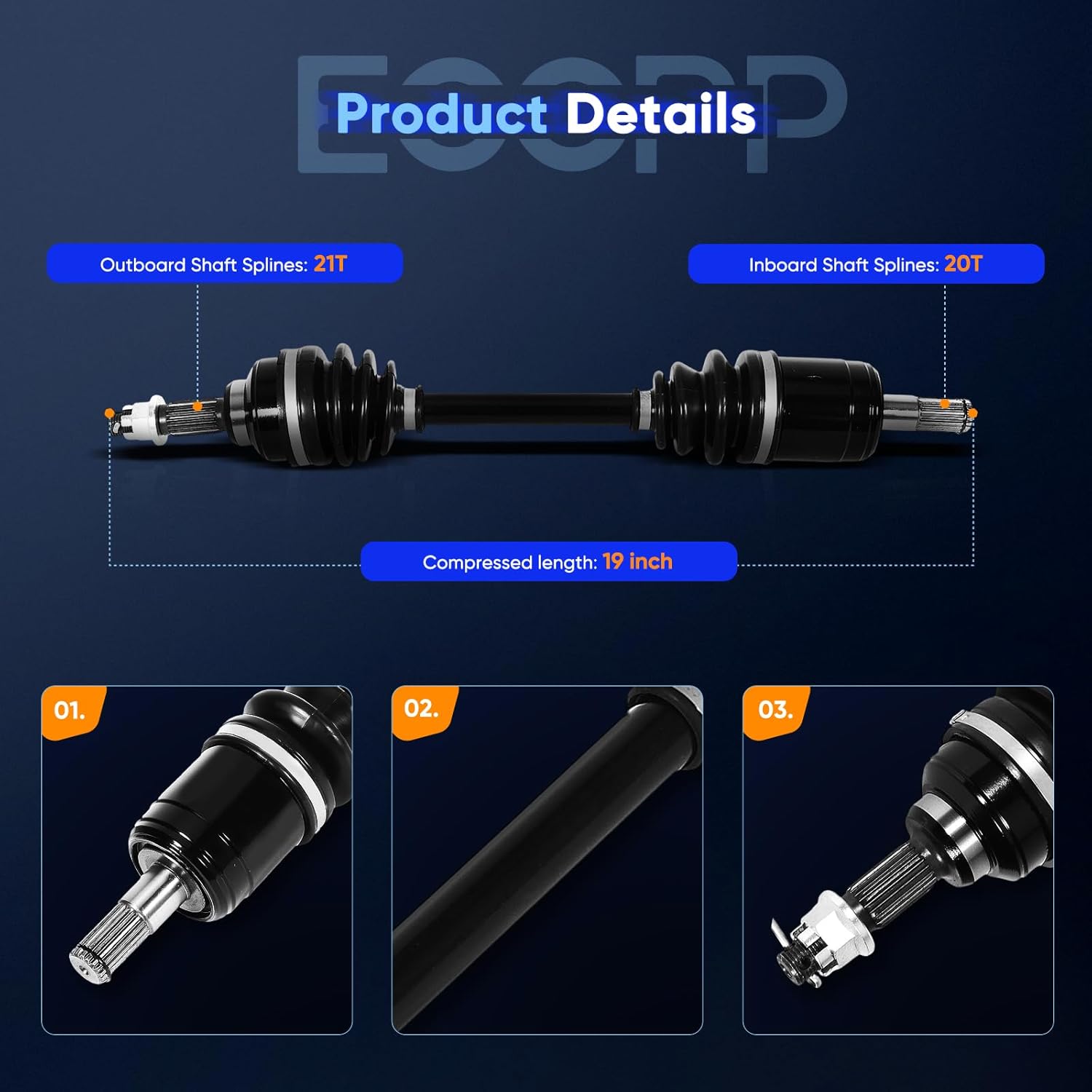 ECCPP CV Axle Drive Shaft Assembly fit 1998-2004 for Honda TRX 450 Foreman Front Right 42220-HN0-A01 42250-HN0-A01