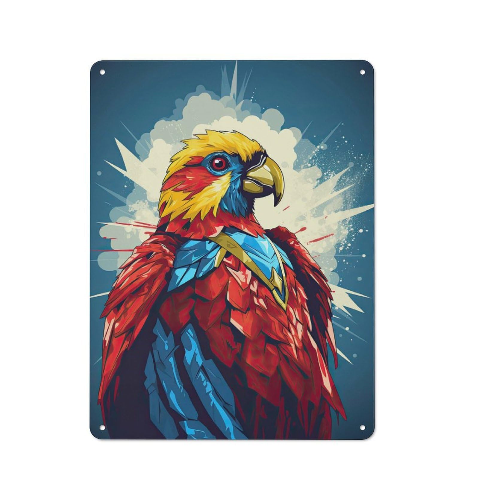 Junmoney Parrot Superhero Retro Tin Sign 40X30cm For Garage Or Workshop, For Furnishing A New Garage And Workshop With Retro Decor