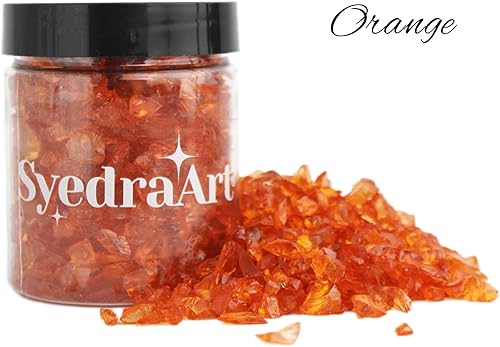 Miniatura 15 de Syedra - Juego de 3 piezas de vidrio triturado para manualidades, arte de resina, piezas de espejo de color triturado, 1 libra (amarillo)