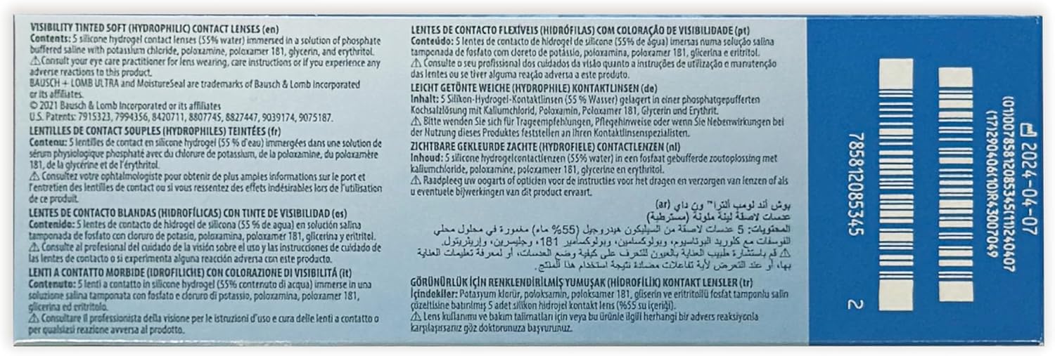 BAUSCH + LOMB ULTRA ONE DAY lentillas diarias esféricas, 30 unidades / 8.6 BC / 14.20 DIA / -02,00