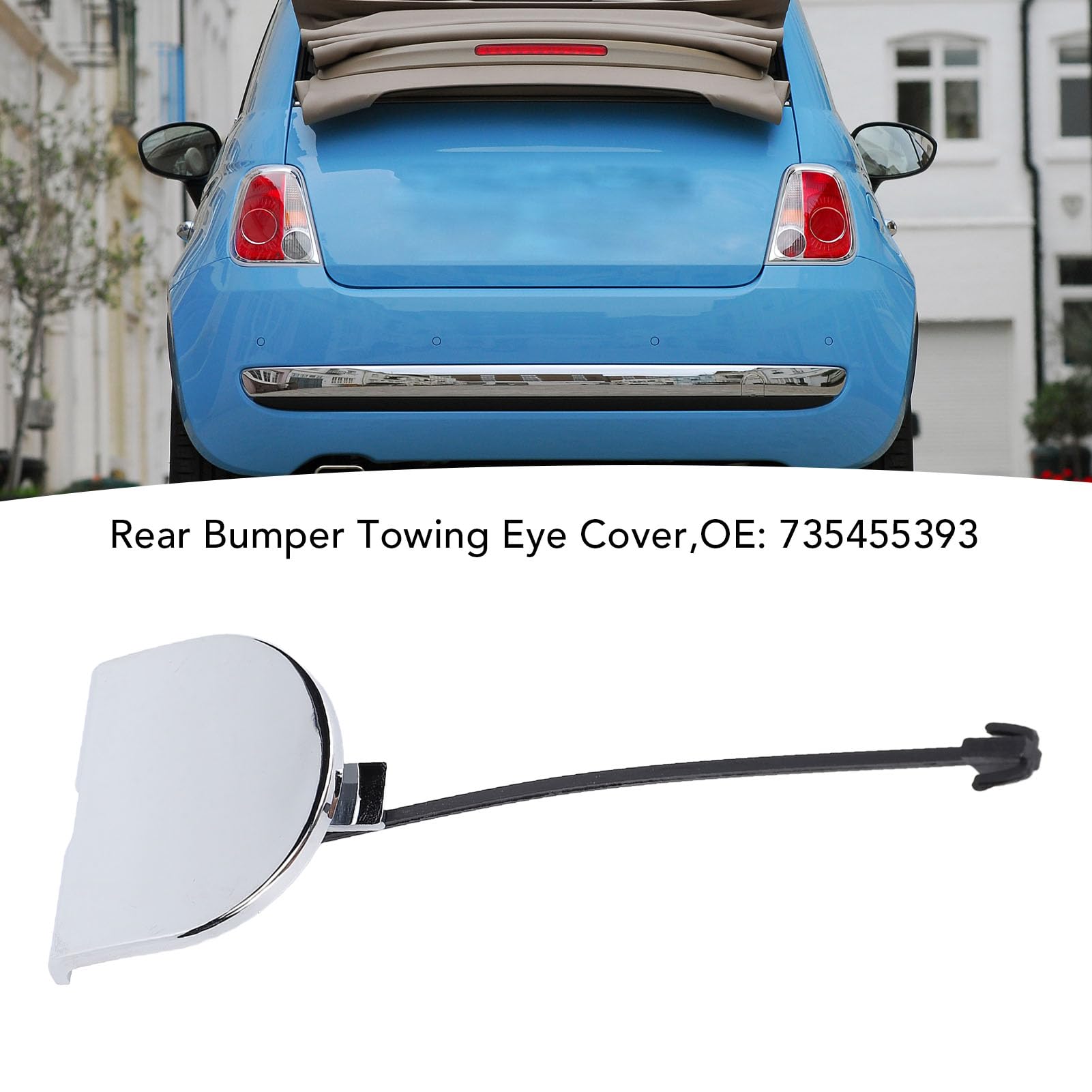 Cache Arrière Pare-Chocs Fiat 500 - Pièce OEM 735455393 - Modèles 2007-2012